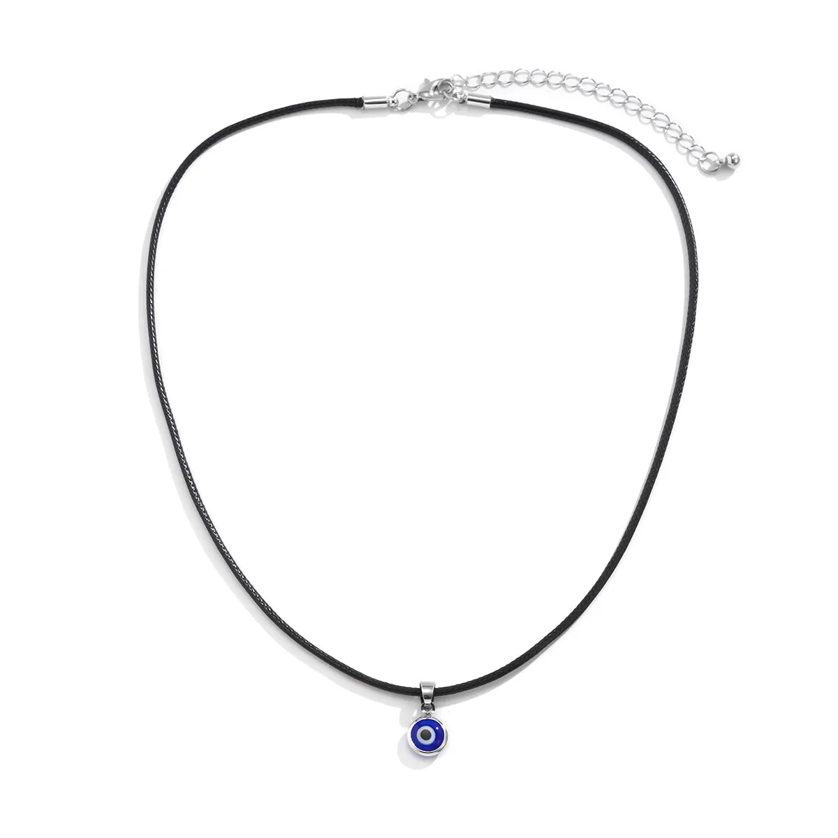 Blue Acrylic & Silver-Plated Evil Eye Pendant Necklace