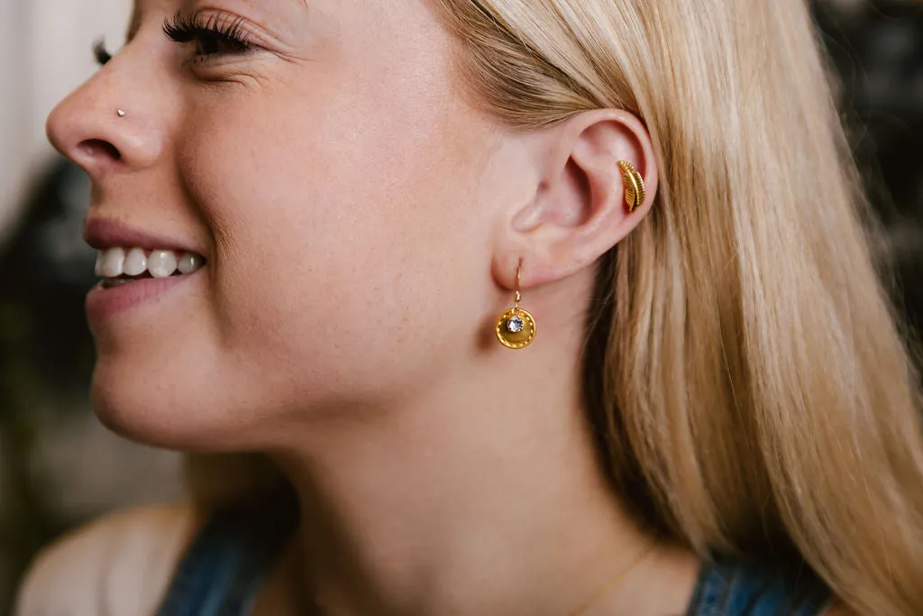 Blue Crystal Disc Earrings