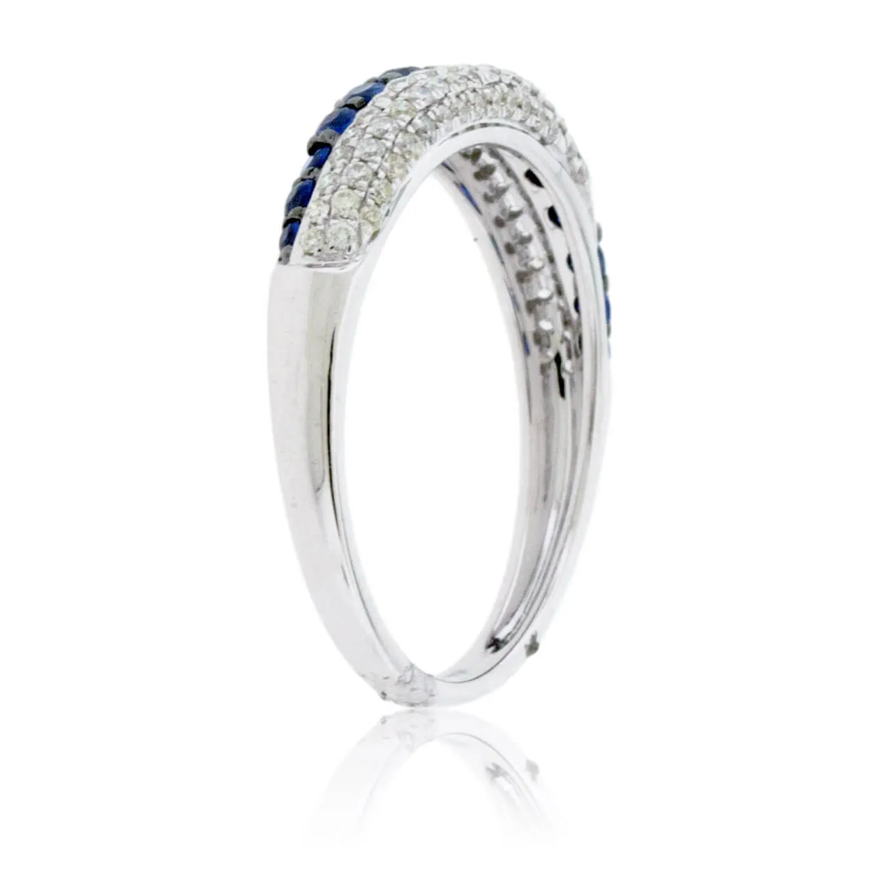 Blue Sapphire & Diamond Alternating Twist Ring