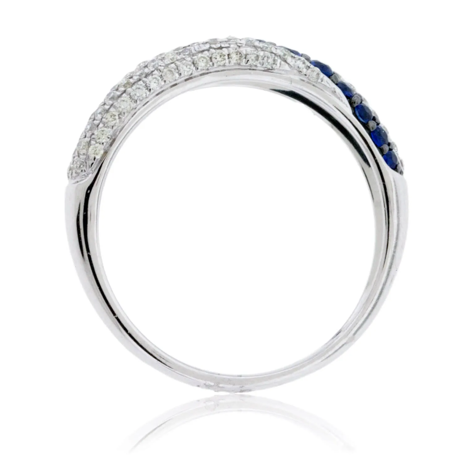 Blue Sapphire & Diamond Alternating Twist Ring