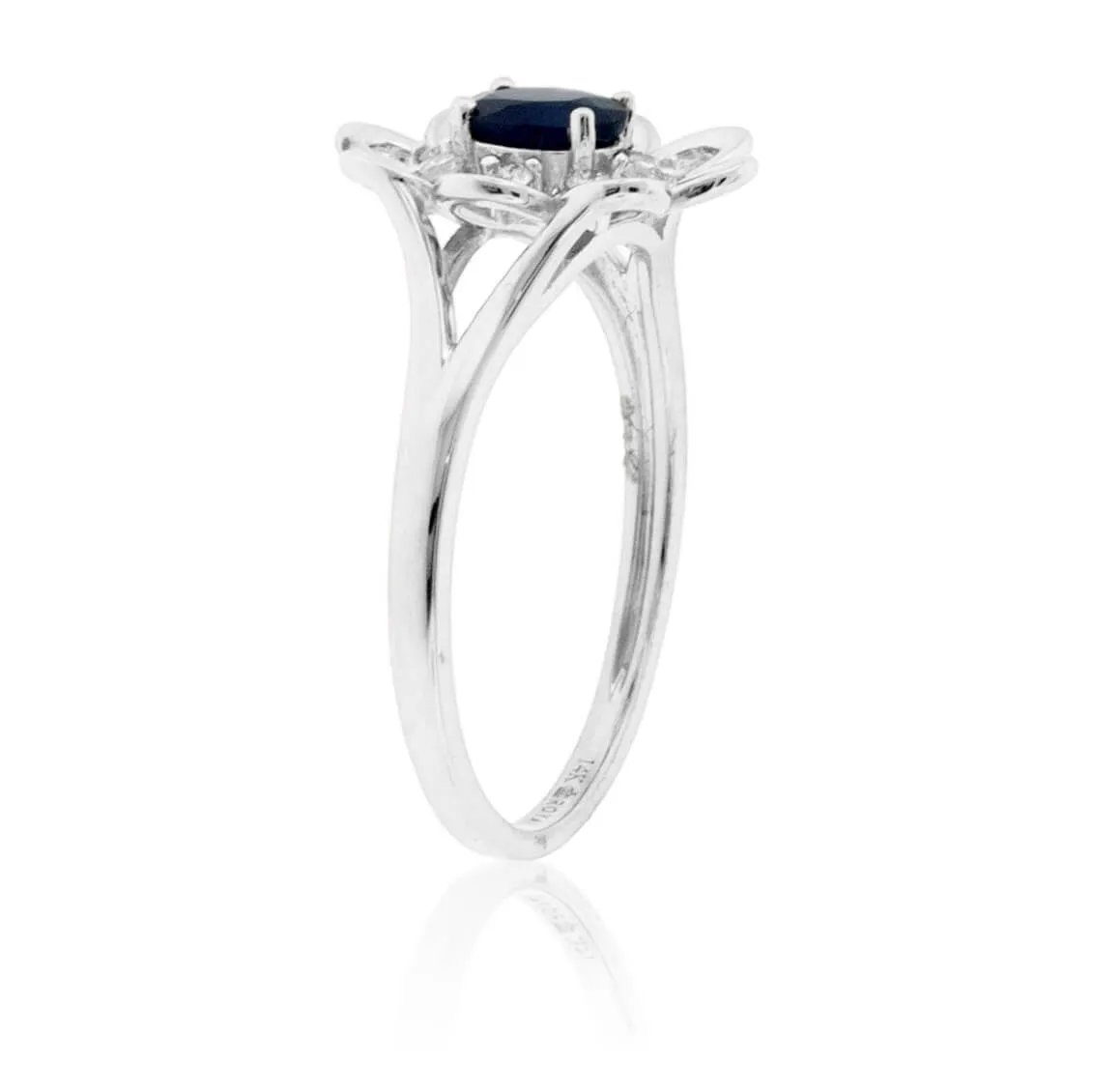 Blue Sapphire & Flower Style Ring