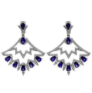 Blue Sapphire Chandelier Diamond Earrings