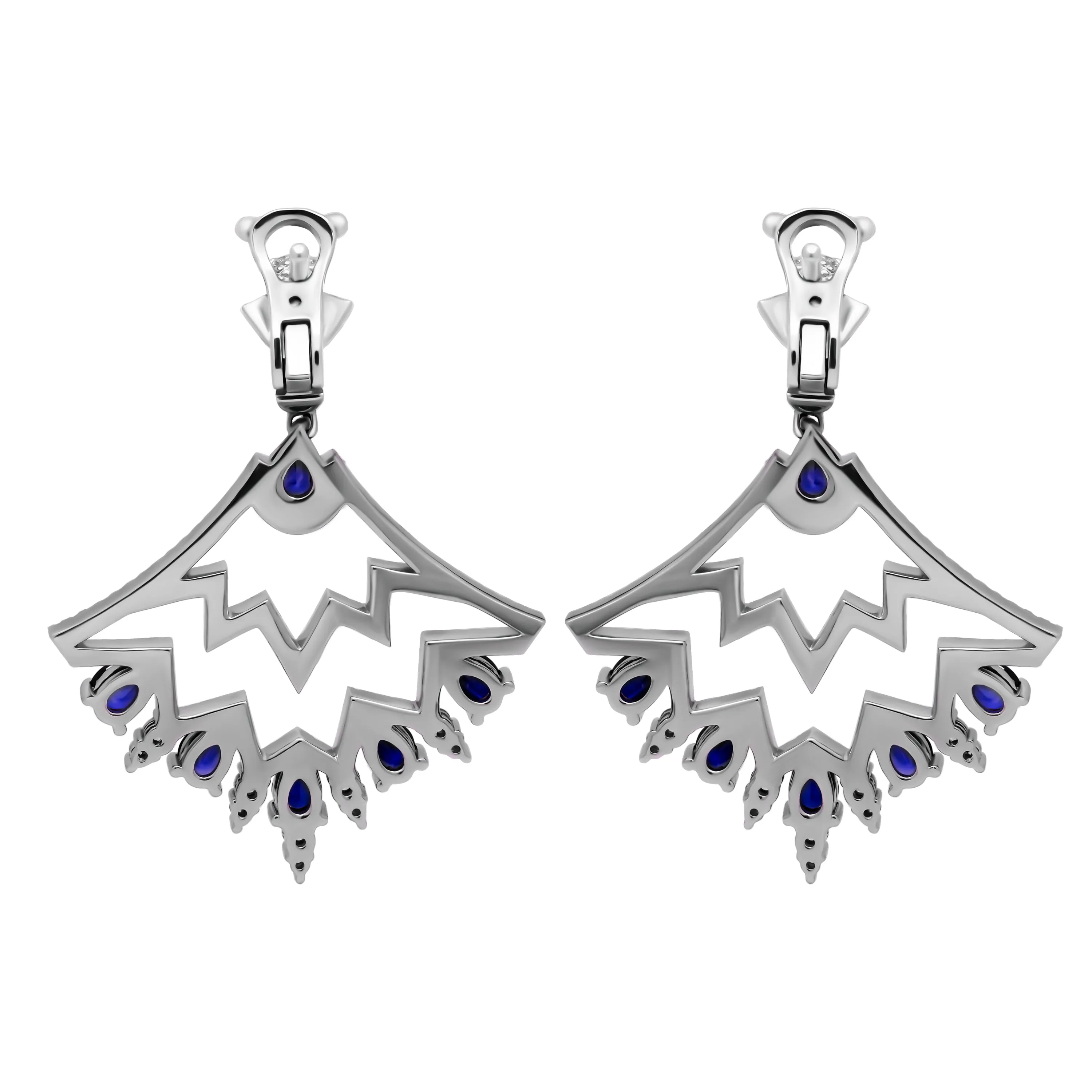 Blue Sapphire Chandelier Diamond Earrings