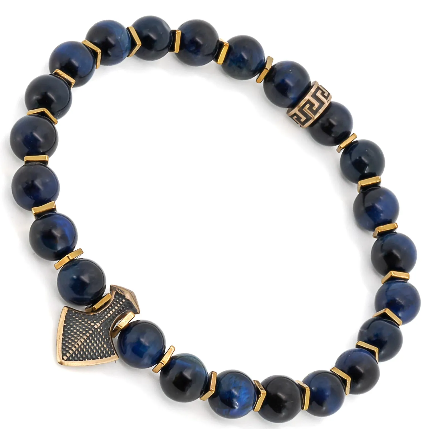 Blue Tiger's Eye Stone Arrow Charm Beaded Bracelet