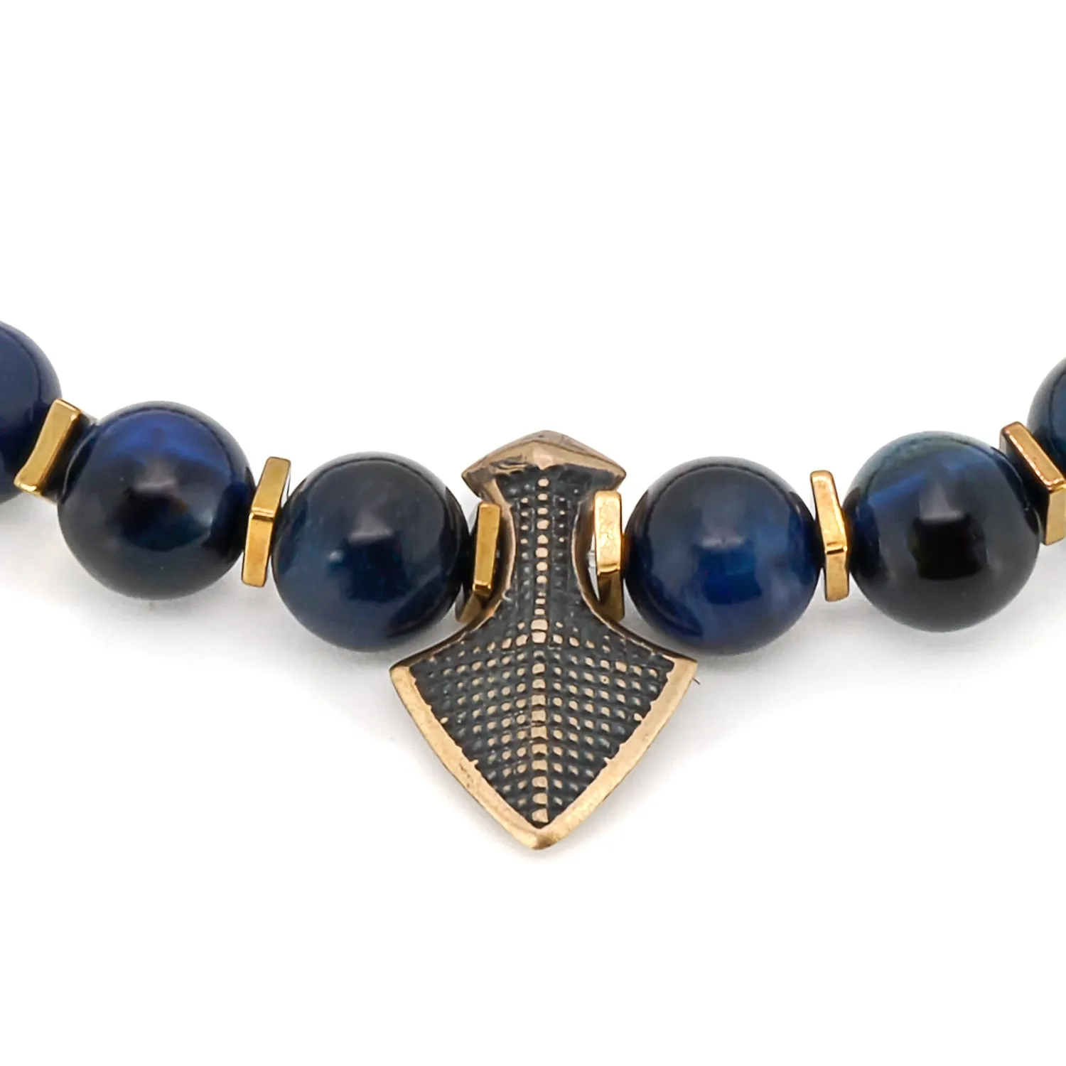 Blue Tiger's Eye Stone Arrow Charm Beaded Bracelet