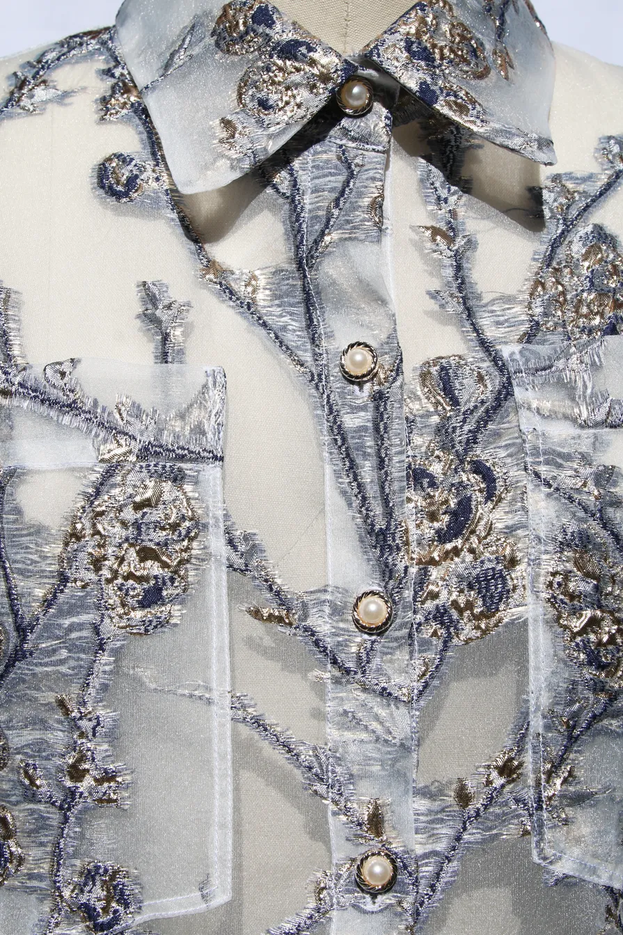 Burnout Organza Button Down