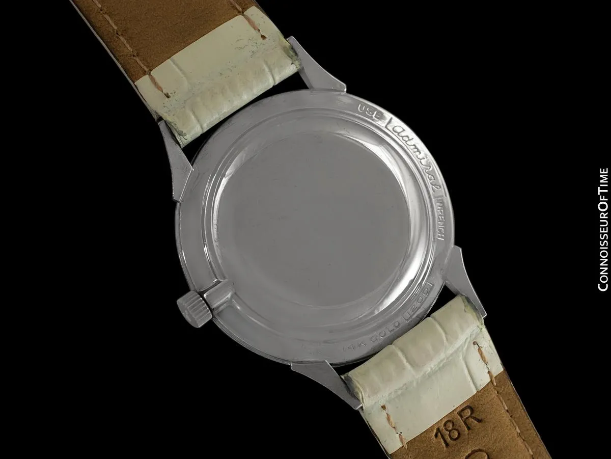 c. 1960 Longines Mystery Dial Vintage Watch - 14K White Gold & Diamonds - Thunderbolt Dial
