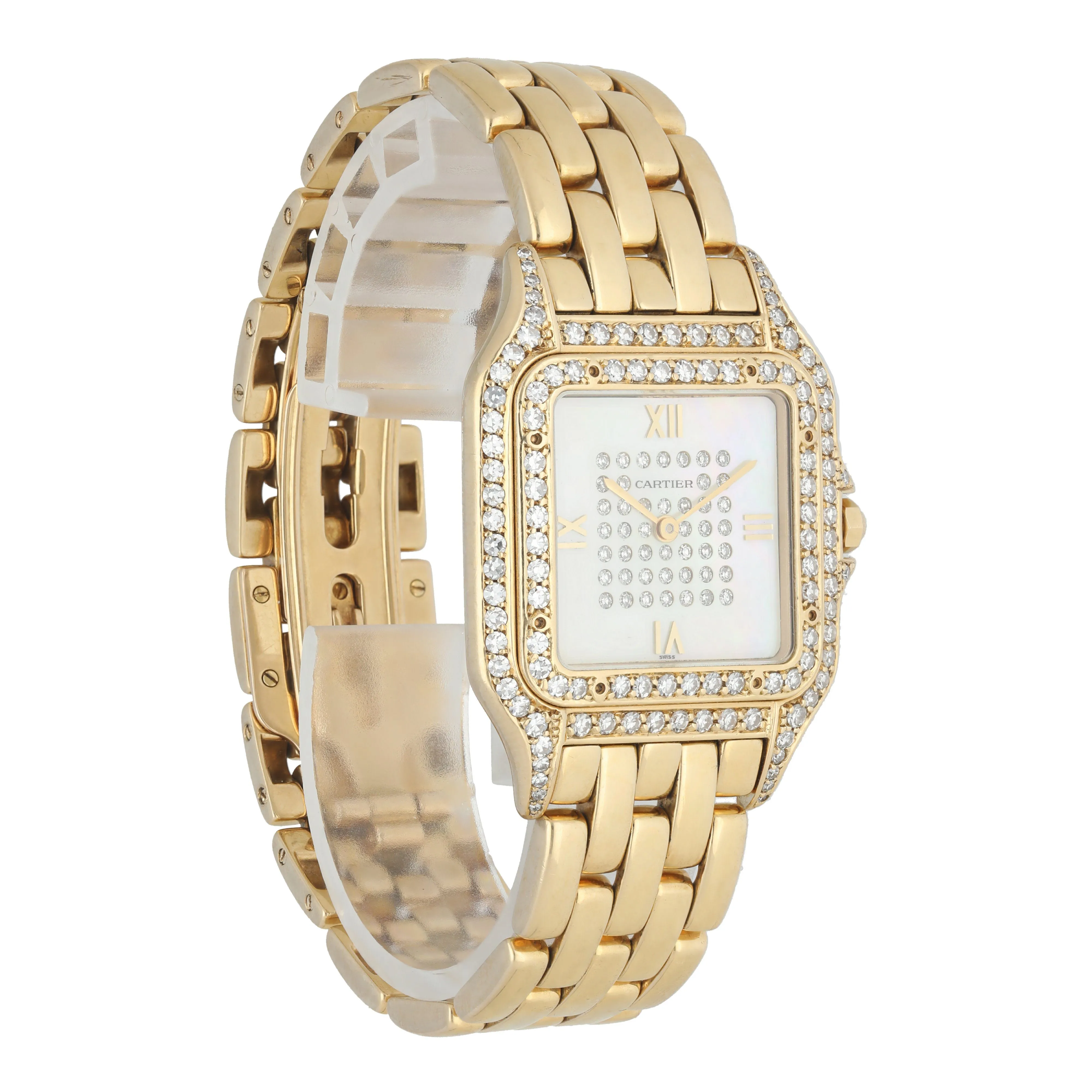 Cartier Panthere Jumbo Yellow Gold MOP Diamond Watch
