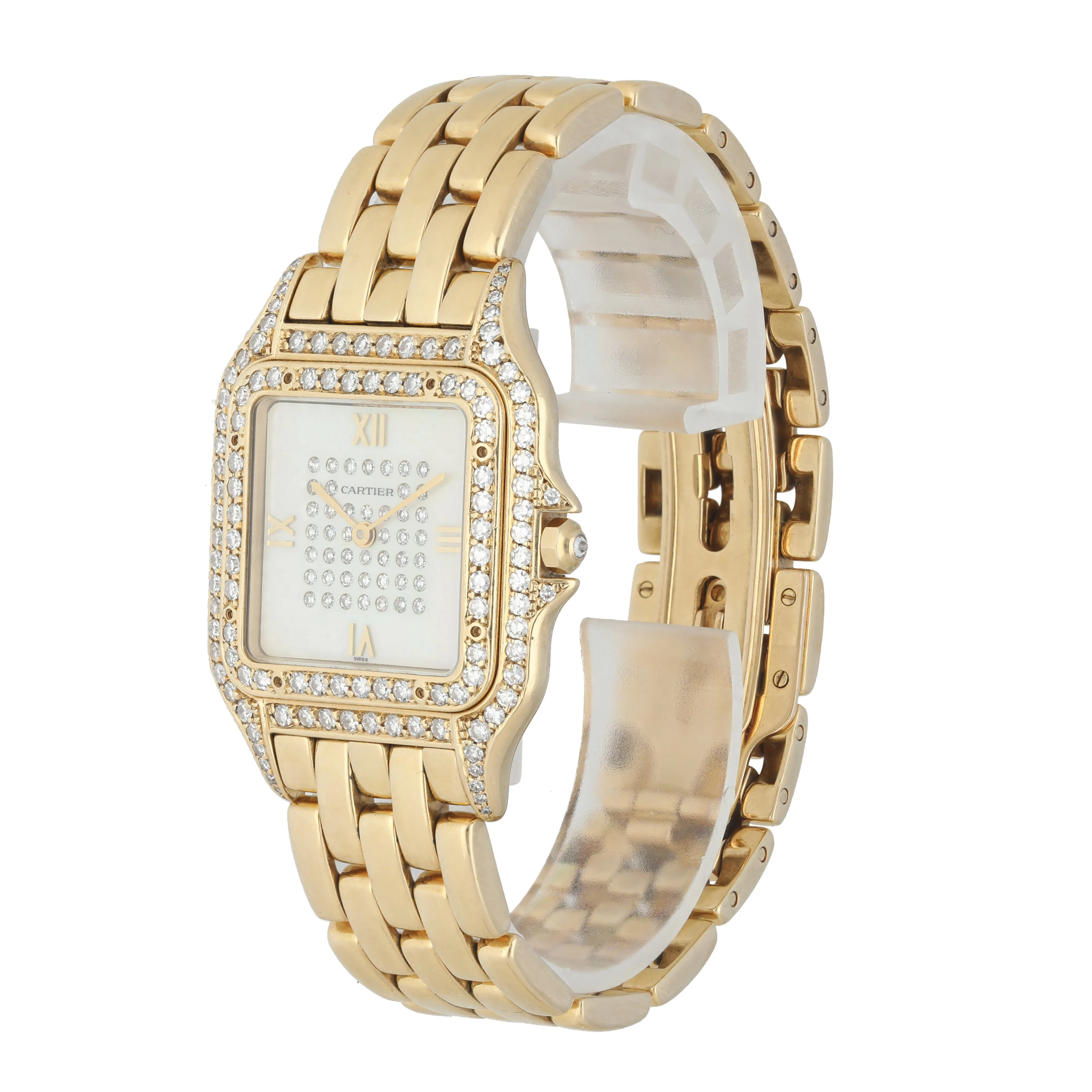 Cartier Panthere Jumbo Yellow Gold MOP Diamond Watch