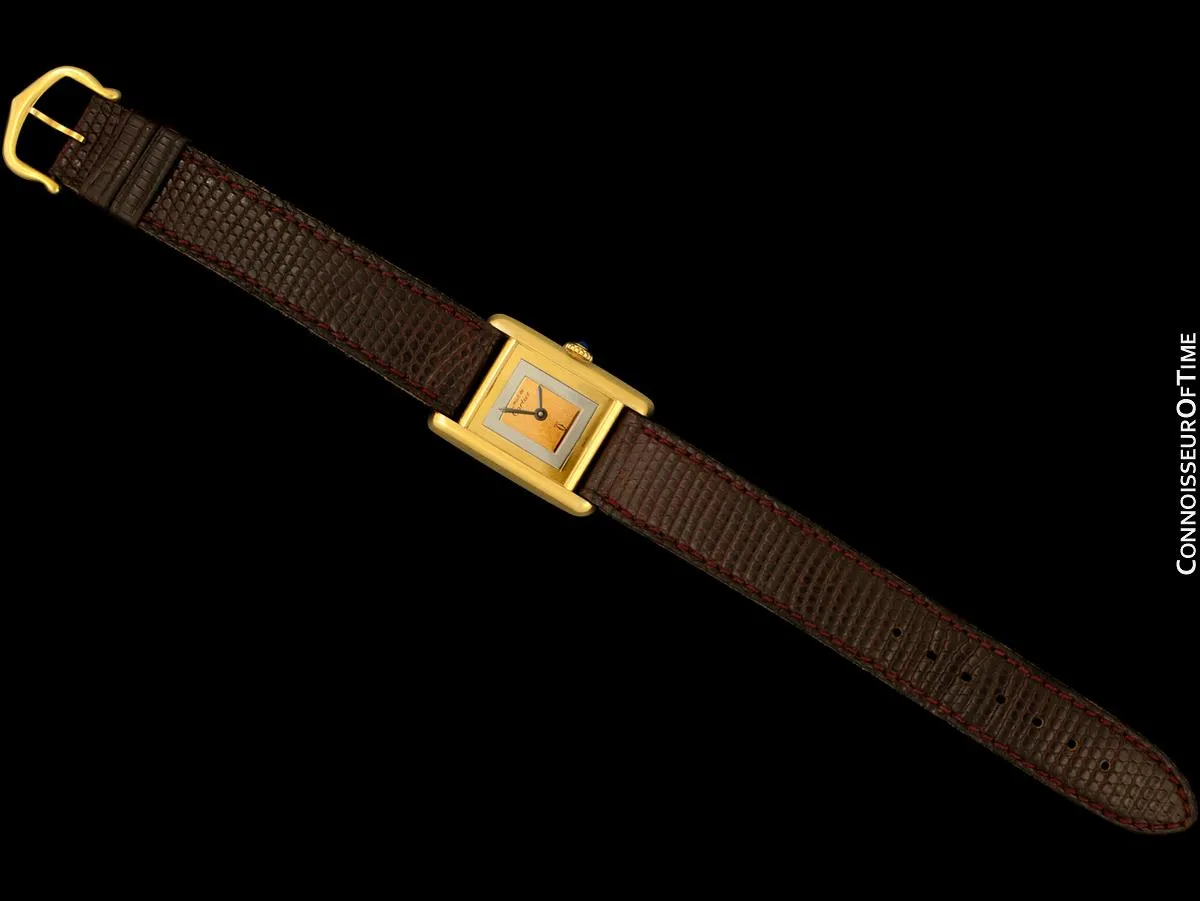 Cartier Vintage Ladies Tank Mechanical Trinity Dial Watch - Gold Vermeil, 18K Gold over Sterling Silver