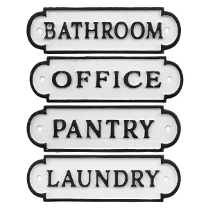 Cast Iron Door Room Plaques (Set of 4)