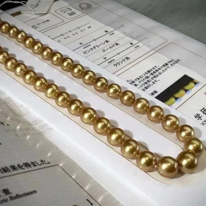 CHAKIN | 8.0-11.0 mm Deep Golden South Sea Pearl Necklace | PSL Certificate