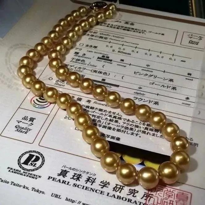 CHAKIN | 8.0-11.0 mm Deep Golden South Sea Pearl Necklace | PSL Certificate