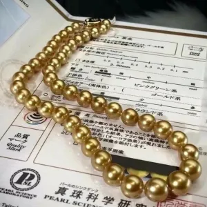 CHAKIN | 8.0-11.0 mm Deep Golden South Sea Pearl Necklace | PSL Certificate