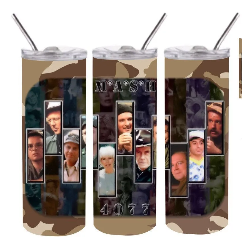 Classic army tv show, with characters and camouflage print- 20oz stainless steel Tumbler