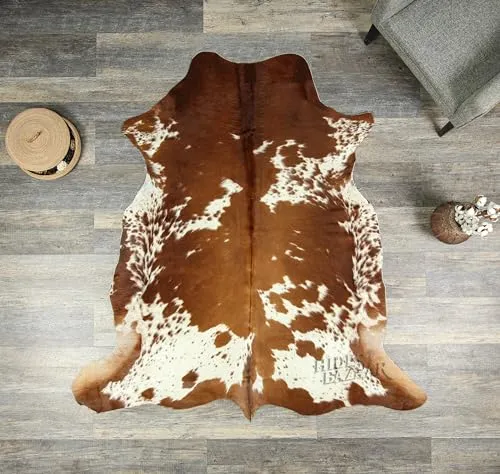 Classic Brown and White Cowhide Rug