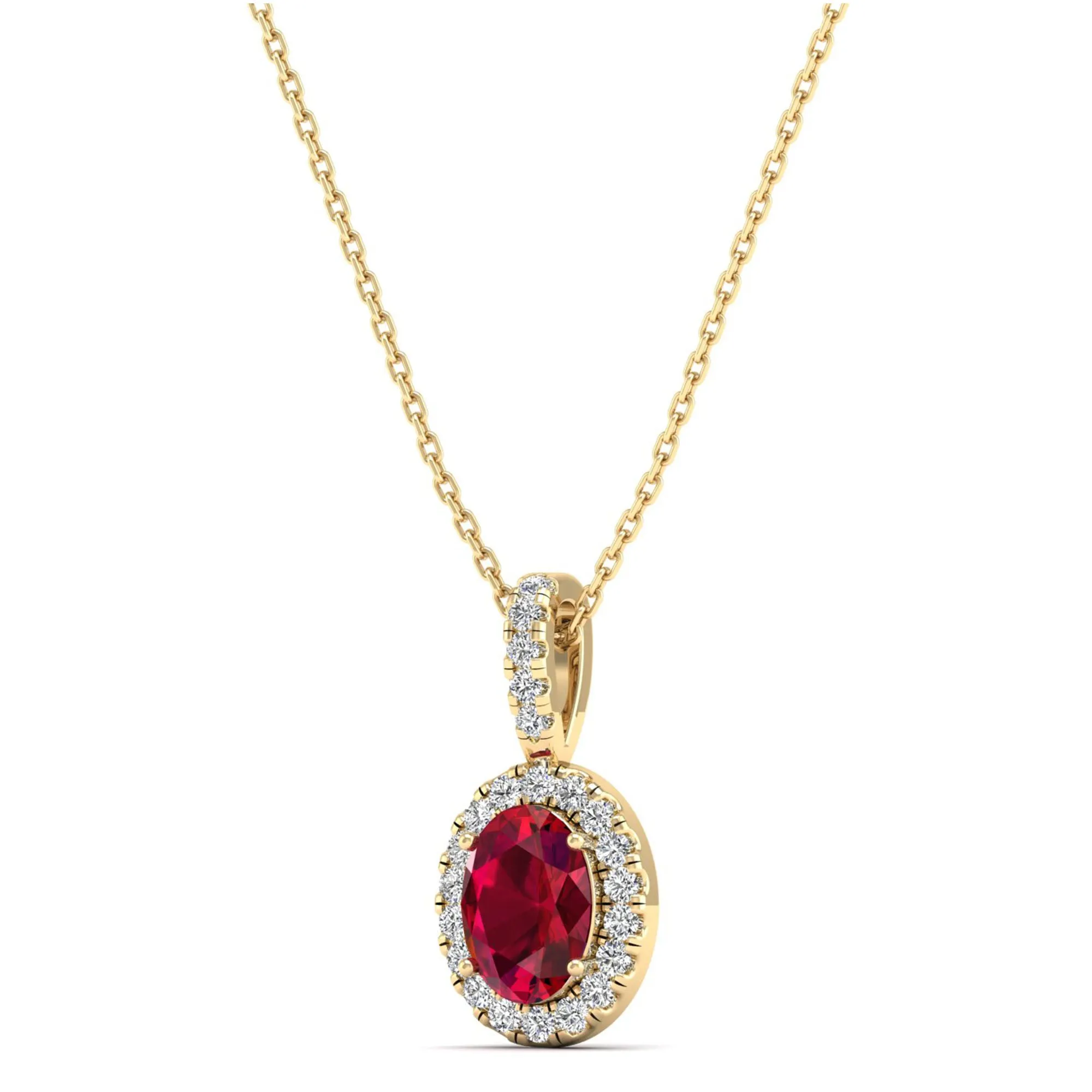 Classic Halo Oval Ruby and Diamond Pendant