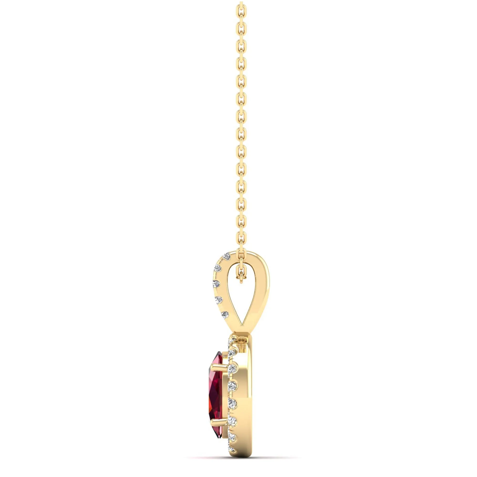 Classic Halo Oval Ruby and Diamond Pendant