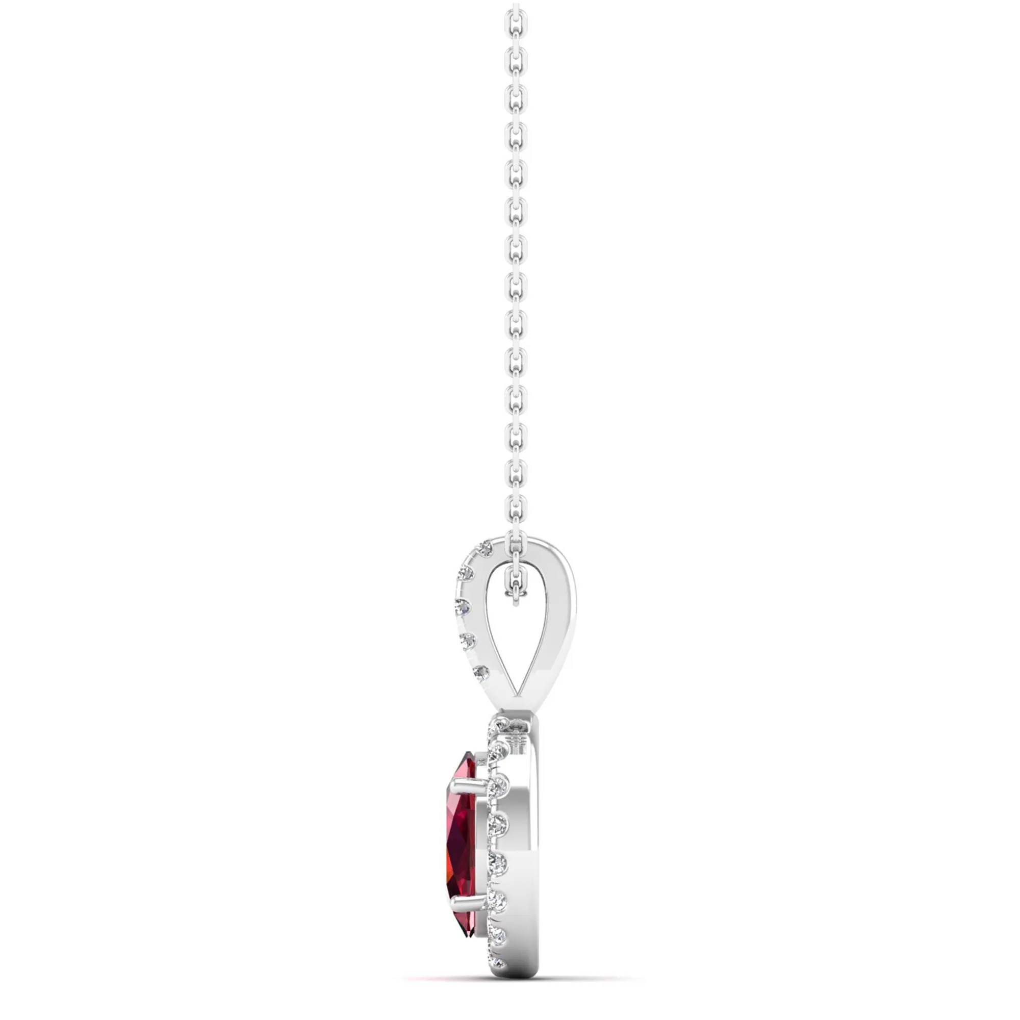 Classic Halo Oval Ruby and Diamond Pendant