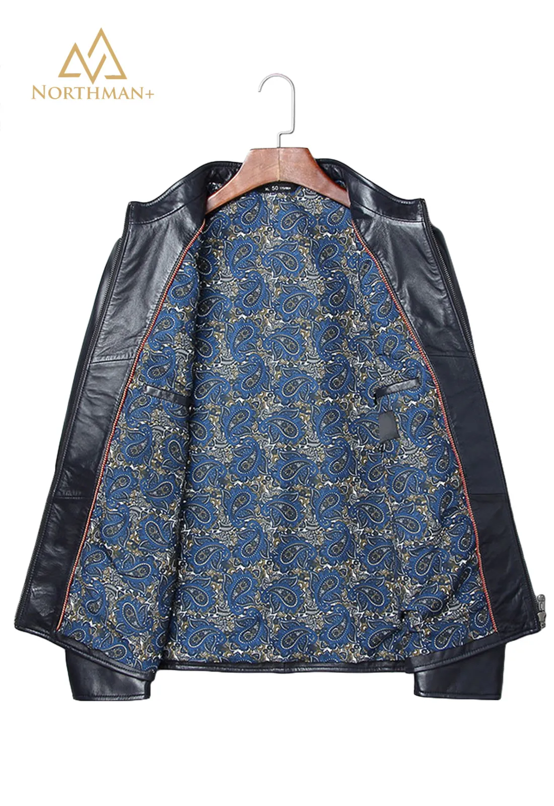 Classic leather jacket in Black for Men.