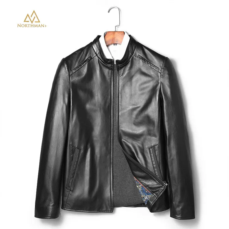 Classic leather jacket in Black for Men.
