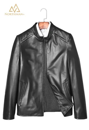 Classic leather jacket in Black for Men.