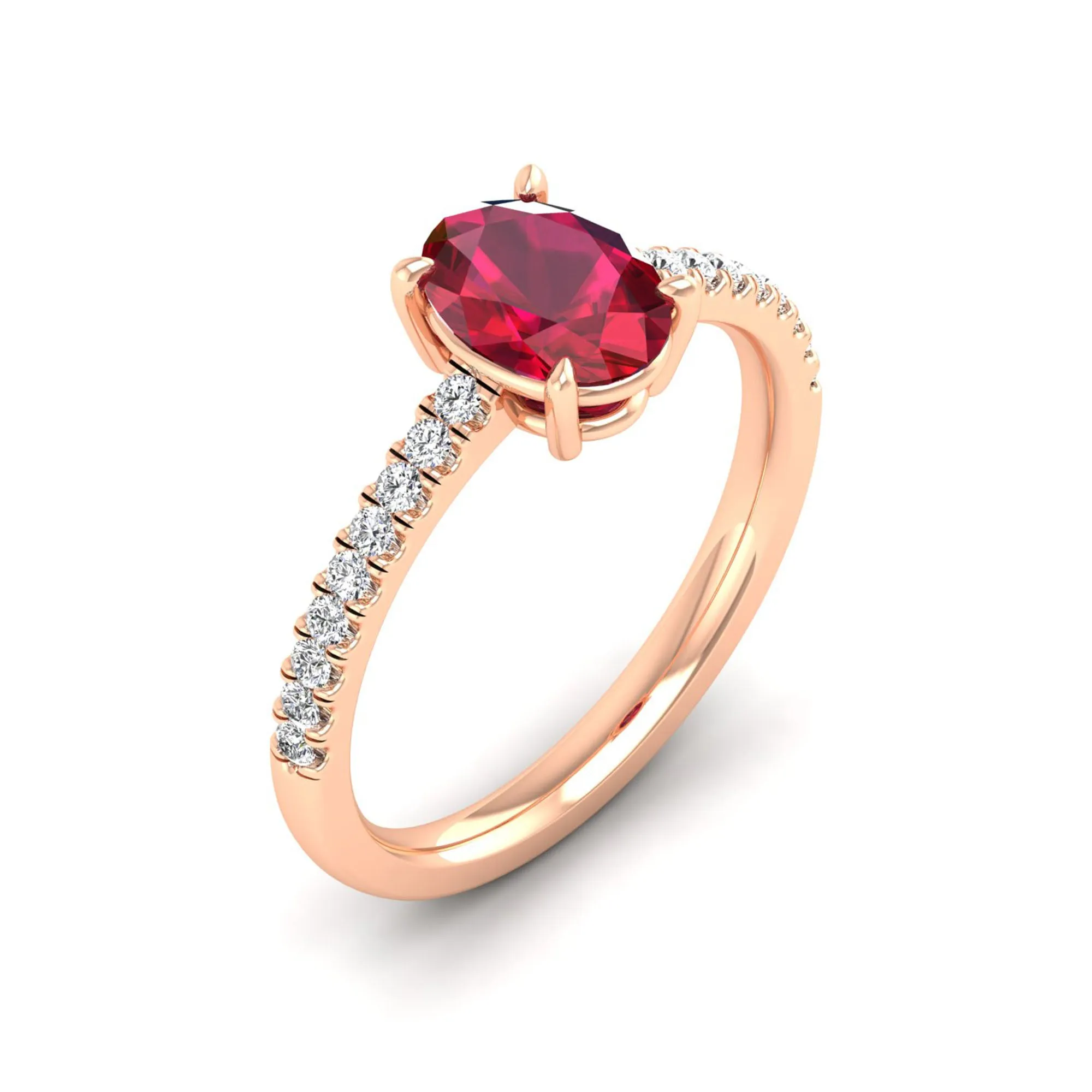 Classic Oval Ruby and Diamond Ring