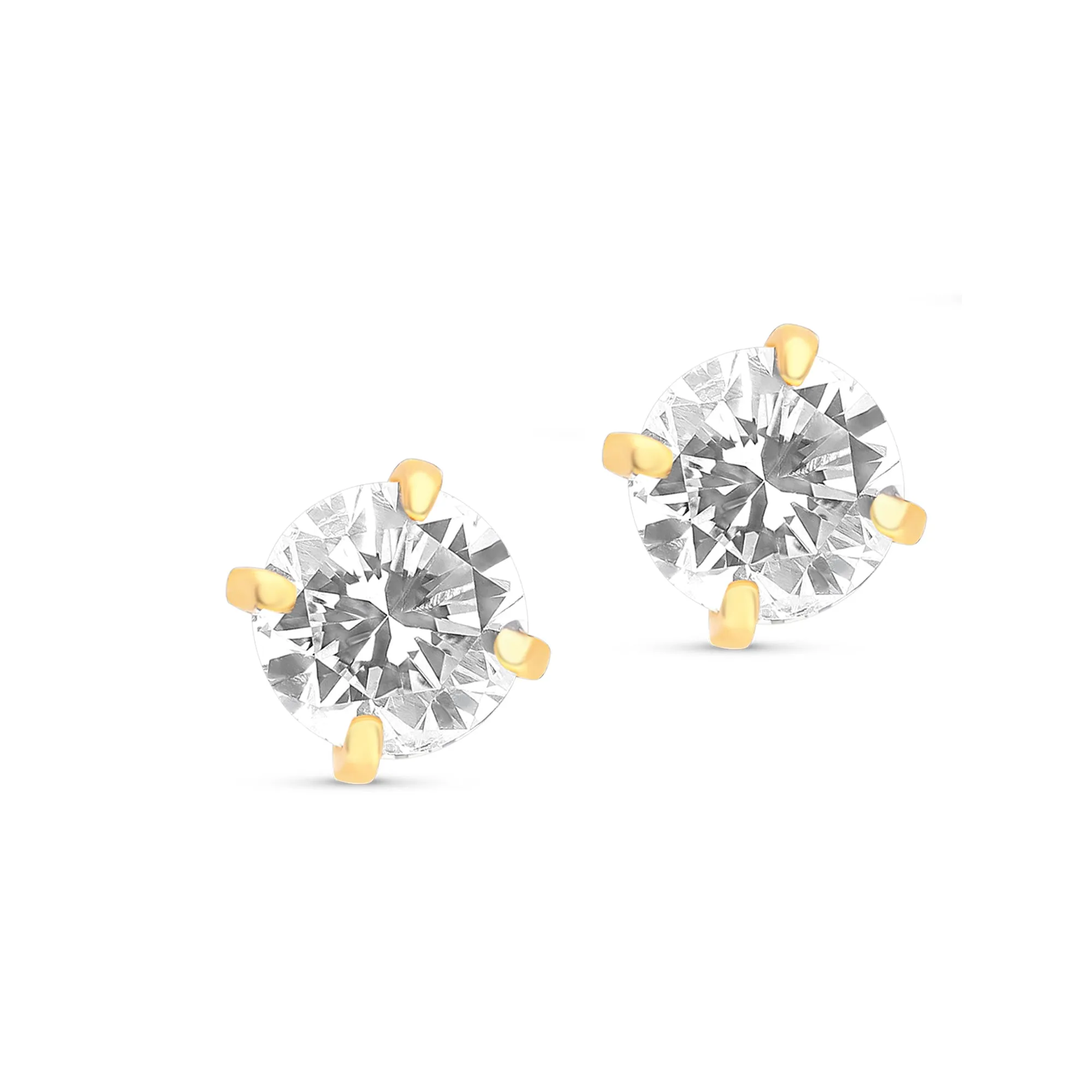 Classic Yellow Gold Solitaire Diamond Studs -1 Carat