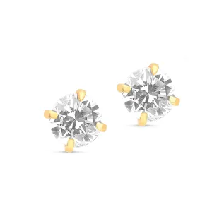 Classic Yellow Gold Solitaire Diamond Studs -1 Carat