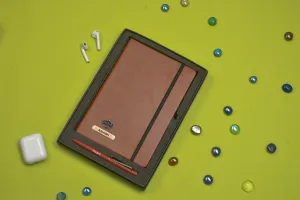 Classy Hardcover Diary   Classic Metal Pen - Tan