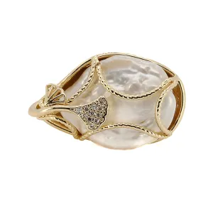 Cleopatra Baroque Pearl & Gold Adjustable Ring