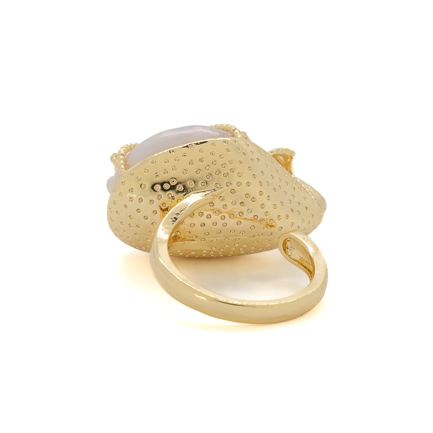 Cleopatra Baroque Pearl & Gold Adjustable Ring