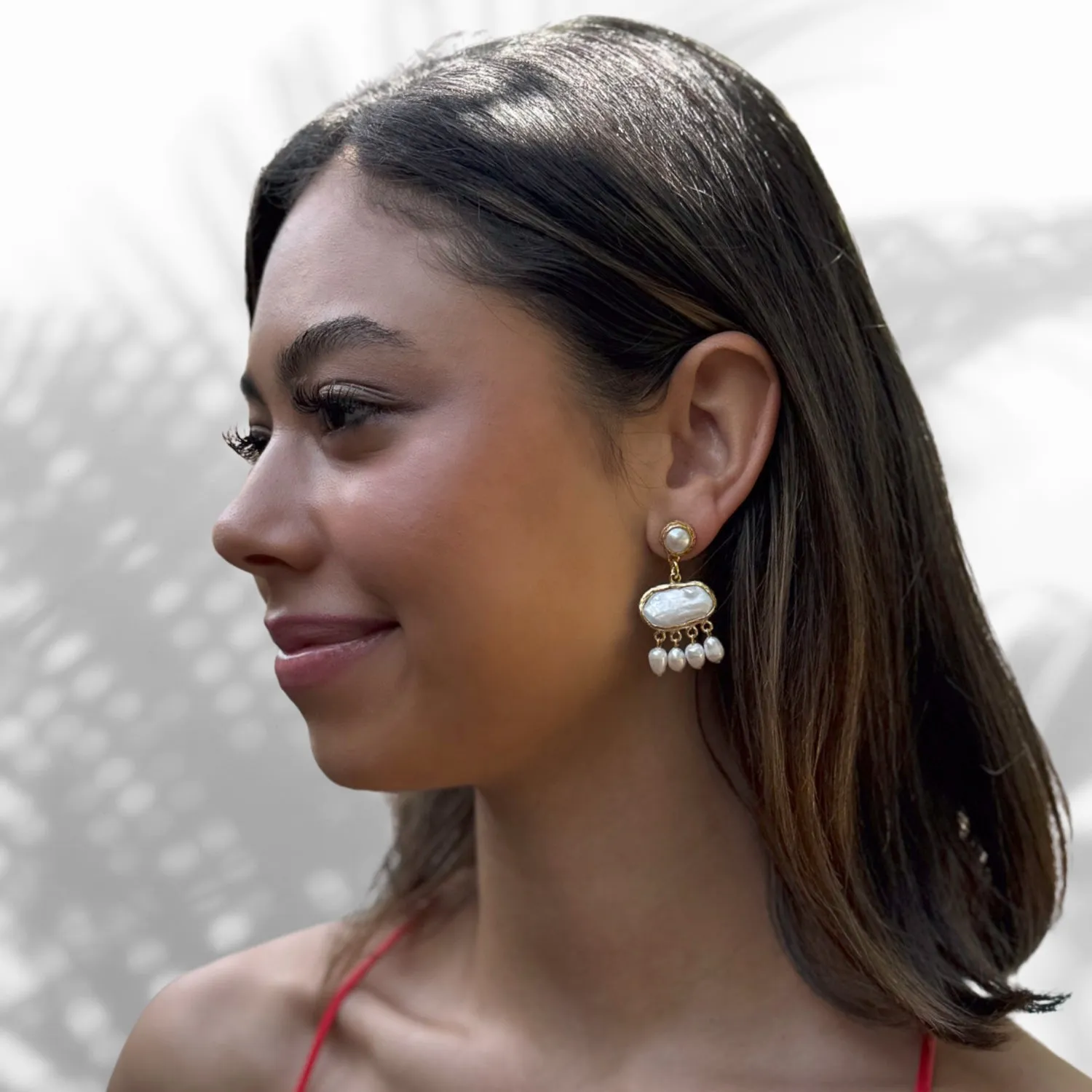 Cleopatra Pearl & Gold Tassel Earrings