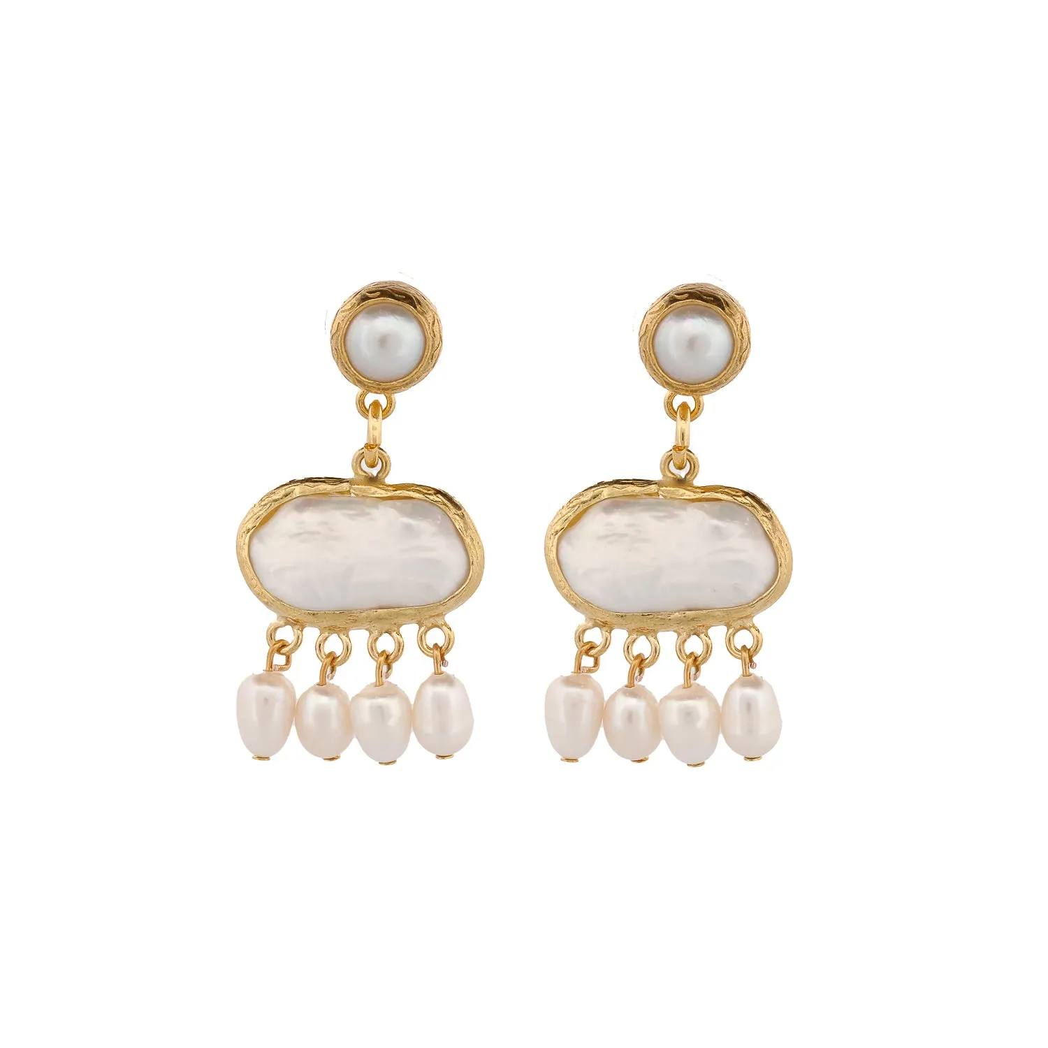 Cleopatra Pearl & Gold Tassel Earrings
