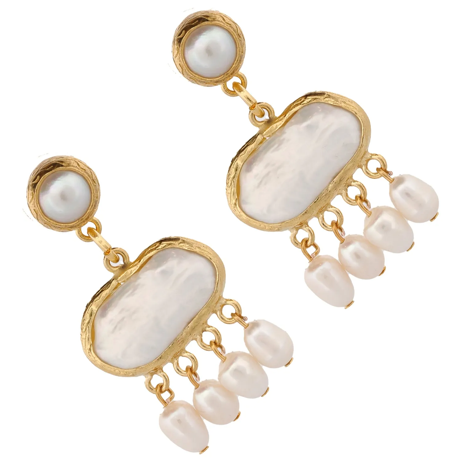 Cleopatra Pearl & Gold Tassel Earrings