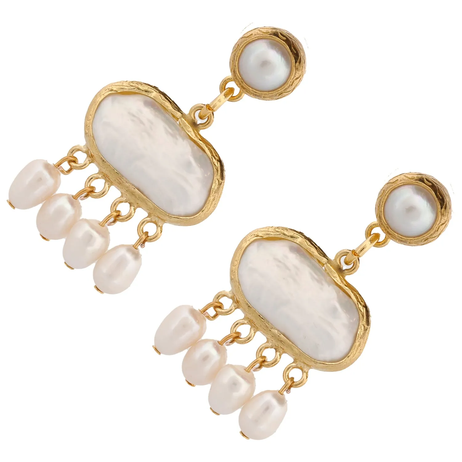 Cleopatra Pearl & Gold Tassel Earrings