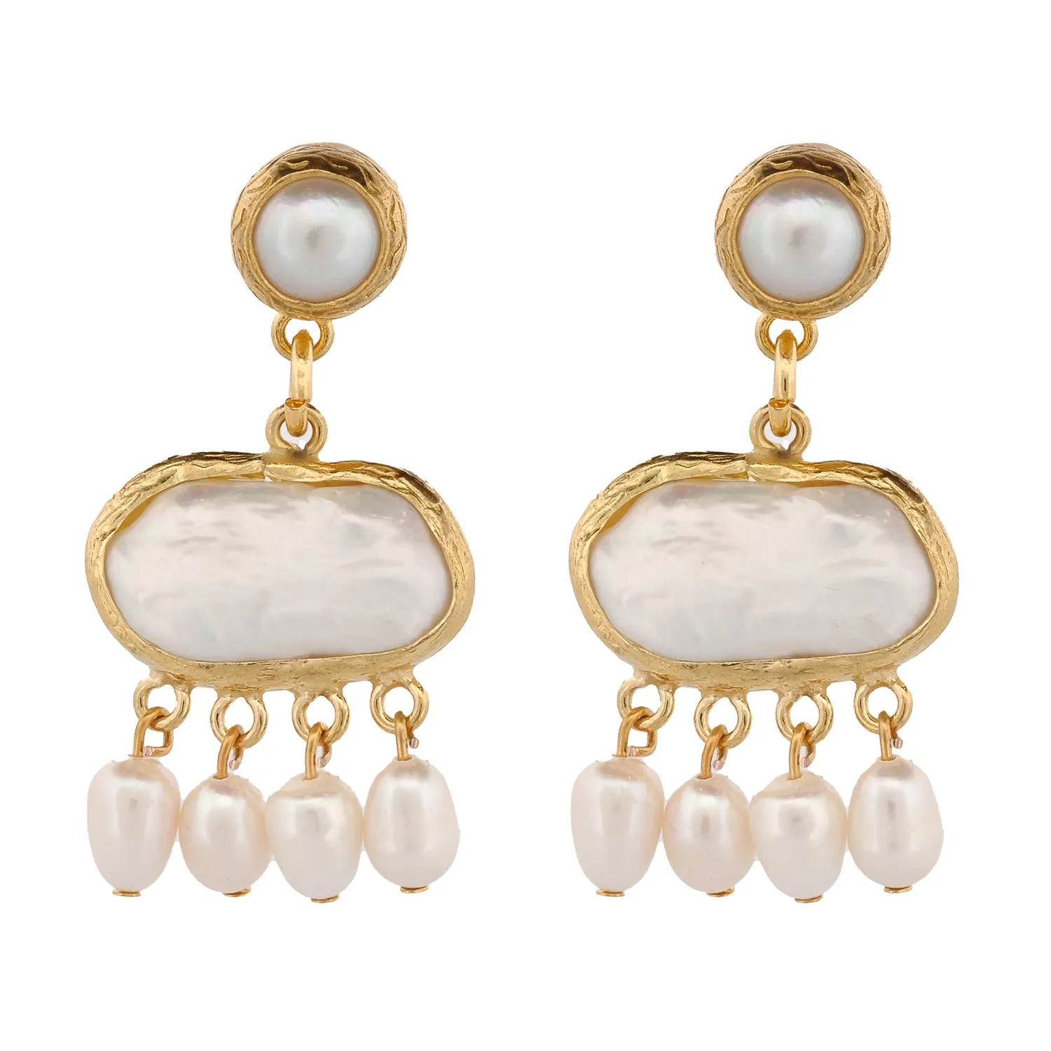 Cleopatra Pearl & Gold Tassel Earrings