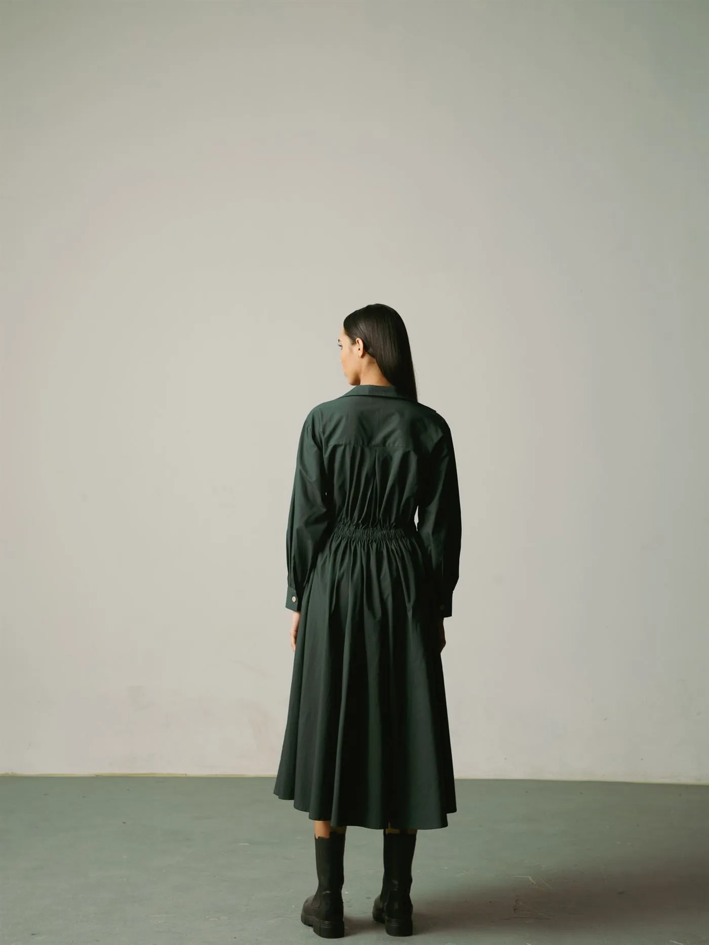 CORD   I   Catania Lana Dress Dress Cotton Dark Green W21-LND-DG