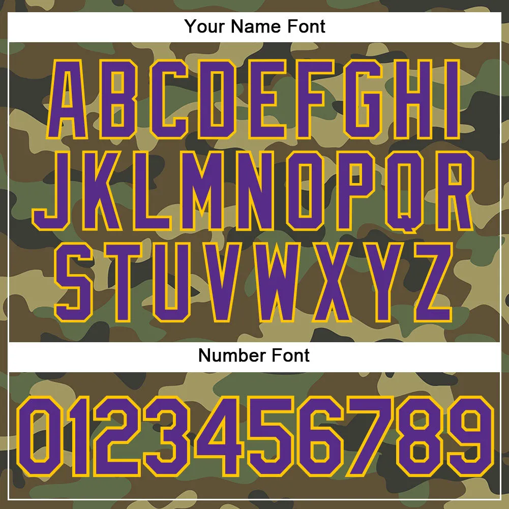 Custom Camo Purple-Gold Authentic Salute To Service Baseball Jersey