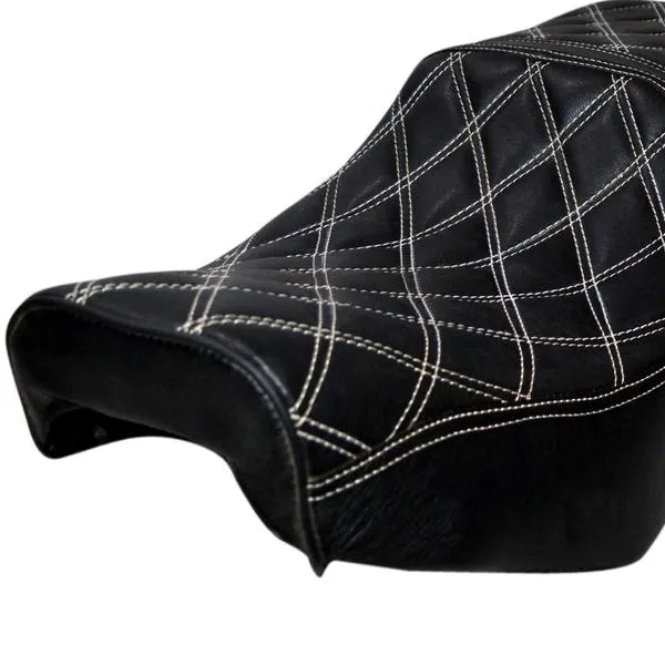 Custom Cruiser Seat Full Low  Black With White Line