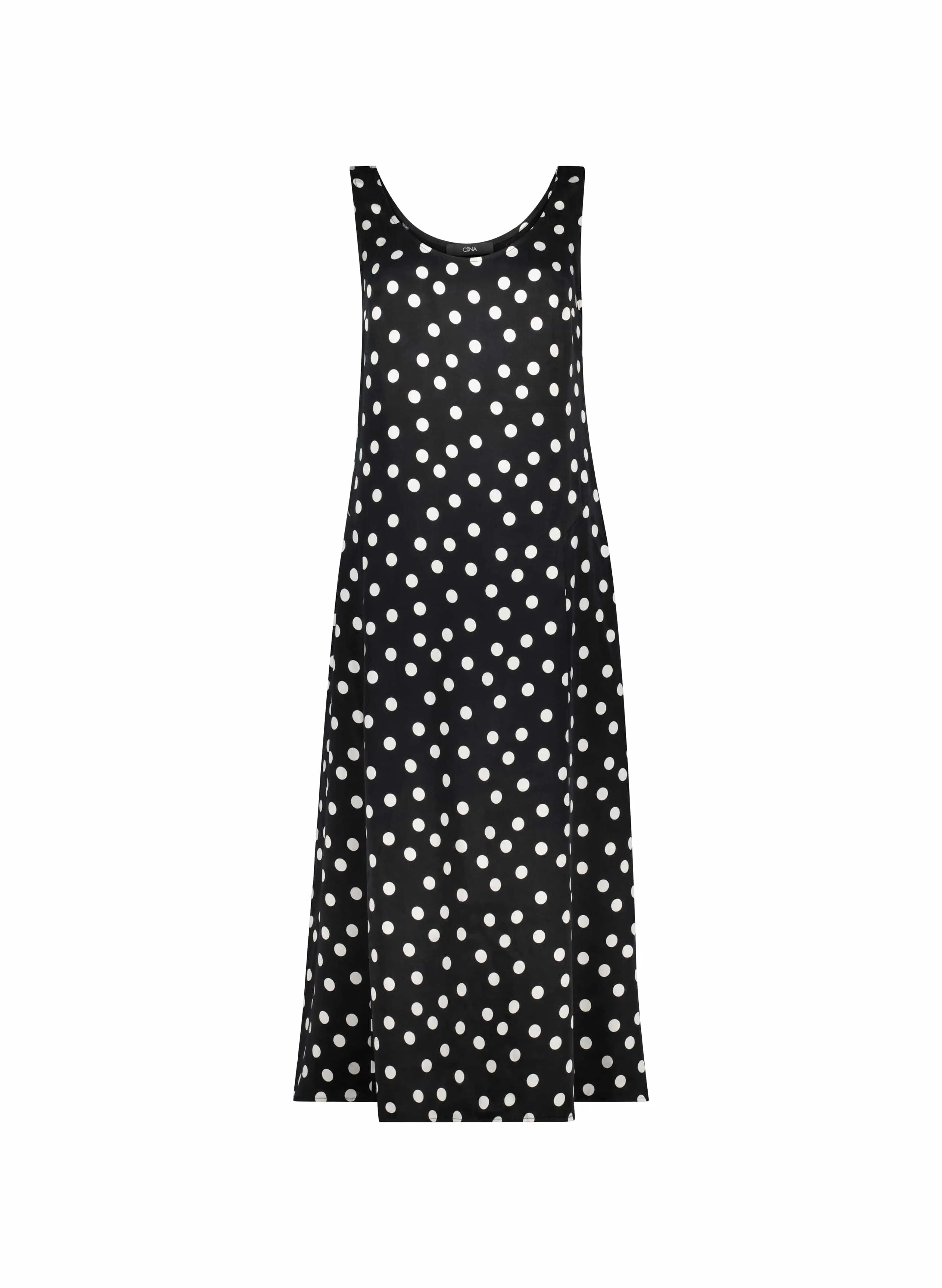 Cynthia Recycled Cupro Dress | Black Polka Dot