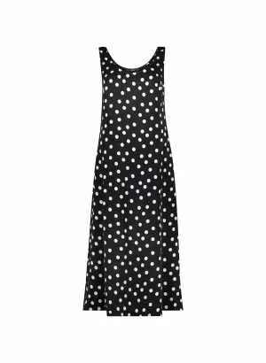 Cynthia Recycled Cupro Dress | Black Polka Dot