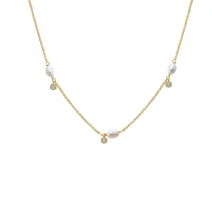 Dainty Pearl X CZ Necklace