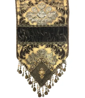 Designer Table Runner Gold and Dark Chocolate Damask 18"x 72"