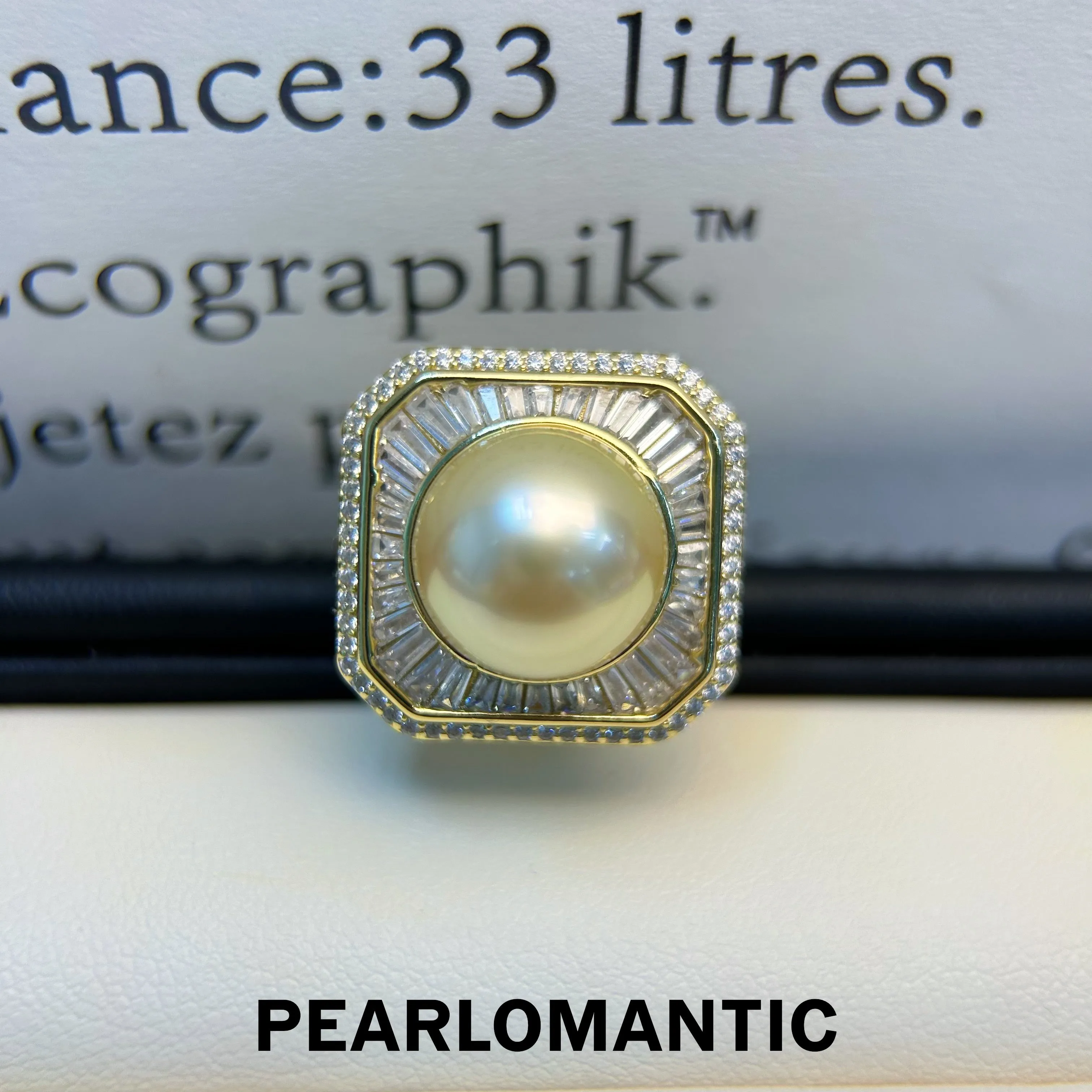 [Designer's Choice] South Sea Golden Pearl 12-12.5mm 4A  S925 Luxury Design Adjustable Ring