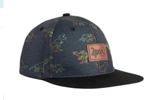Deux Par Deux Neon Dinos on Black Printed Cap : Size 3/6 Years to 7/12 Years