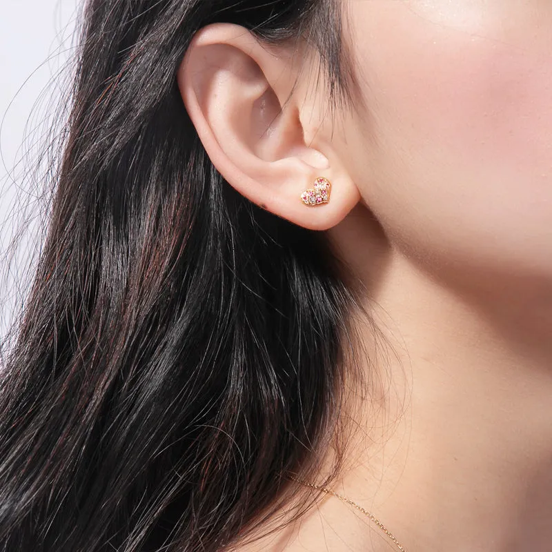Diamond and Pink Sapphire Heart Shape Earrings