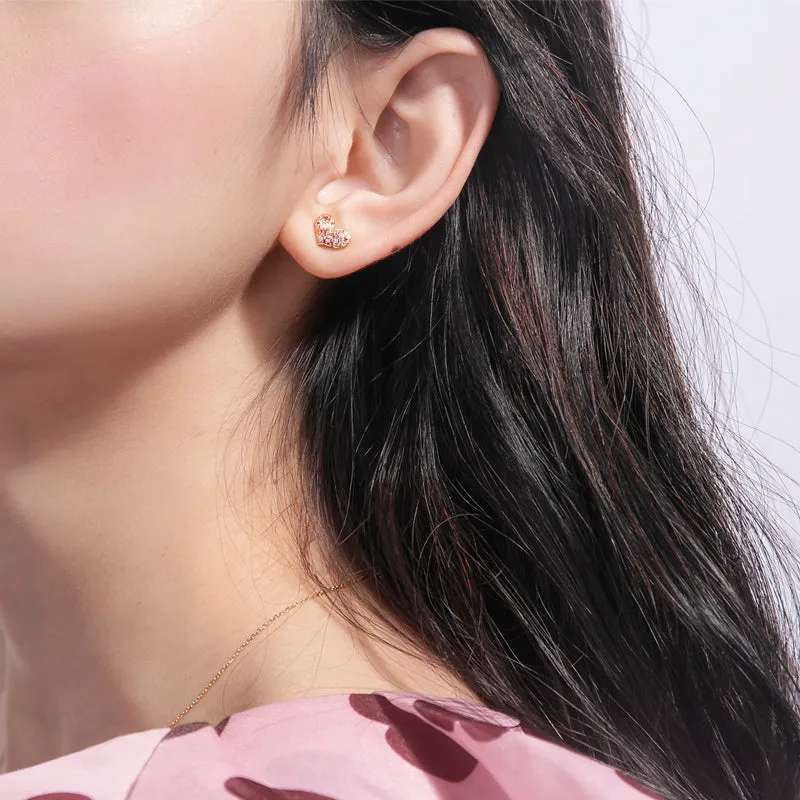 Diamond and Pink Sapphire Heart Shape Earrings