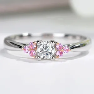 Diamond Engagement Ring with Pink Sapphire Accents