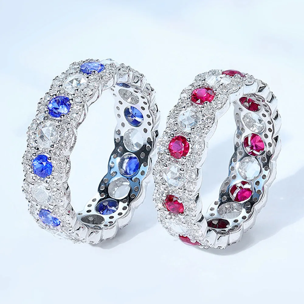 Diamond, Sapphire and Ruby Full Eternity Ring